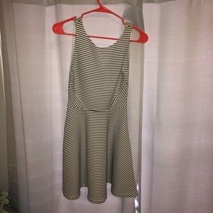 White and black striped flare dress